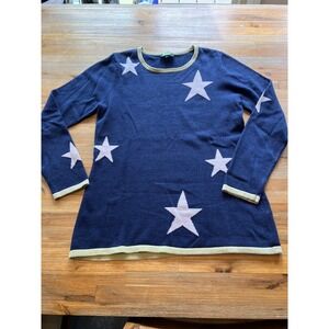 Marble Scotland Cotton Pullover Crewneck sweater with stars  blue &‎ green med